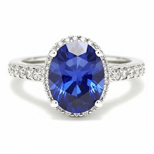 Blue Colored Gem Engagement Ring