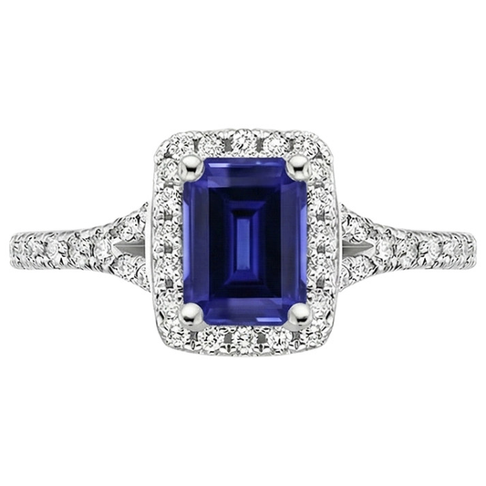 Blue Emerald Ceylon Sapphire Natural Earth Mined Diamond Engagement Ring 3 Carats