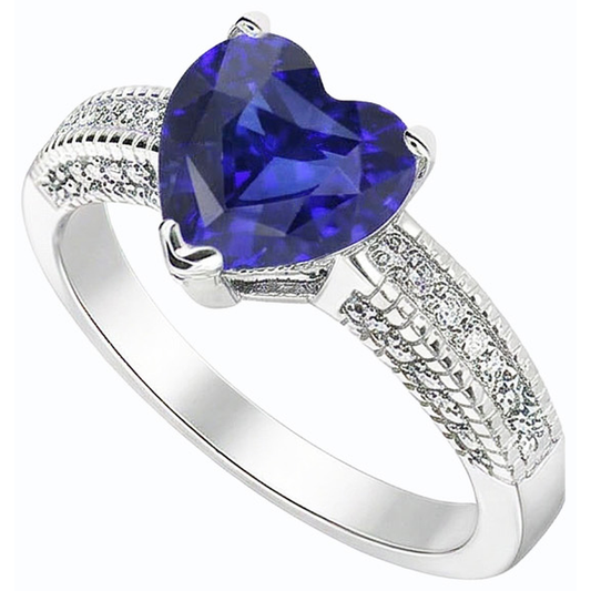 Blue Sapphire Ceylon Sri Lanka Natural Earth Mined Diamond Ring