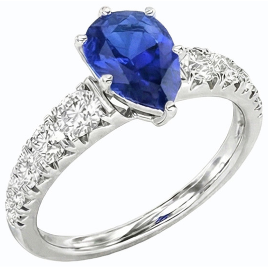 natural round sapphire 3.50ct ring side angle