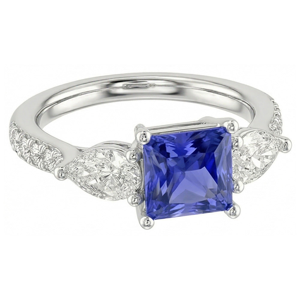 natural round sapphire 3ct ring top view