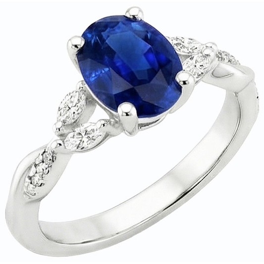 natural round sapphire 4.50ct ring side angle