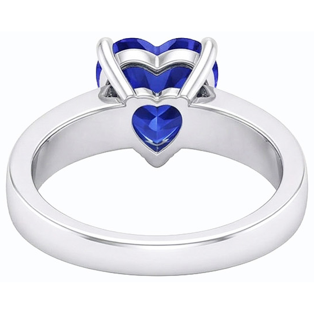 Blue Sapphire Natural Earth Mined Diamond Ring Heart Cut Gemstone Gold 14K 2.50 Carats