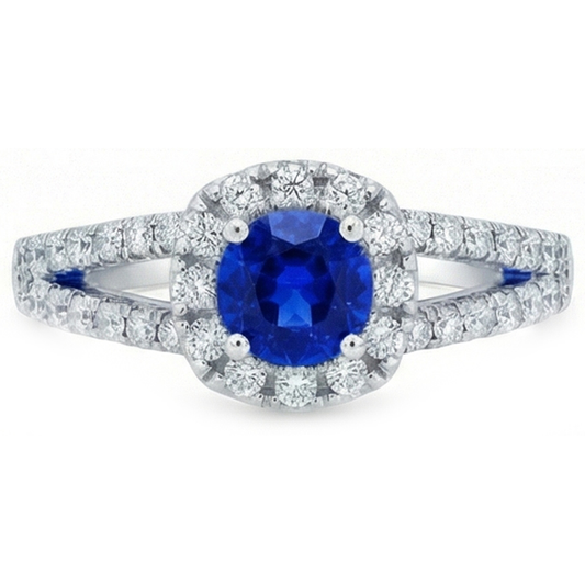 natural round sapphire 3.50ct ring side angle