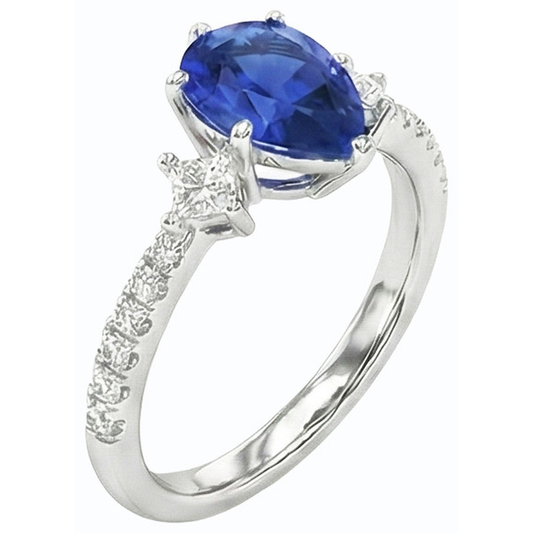 natural round sapphire 3ct ring side angle