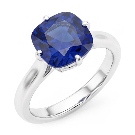 Blue Sapphire Solitaire Ring White Gold 14K Jewellery 2 Carats