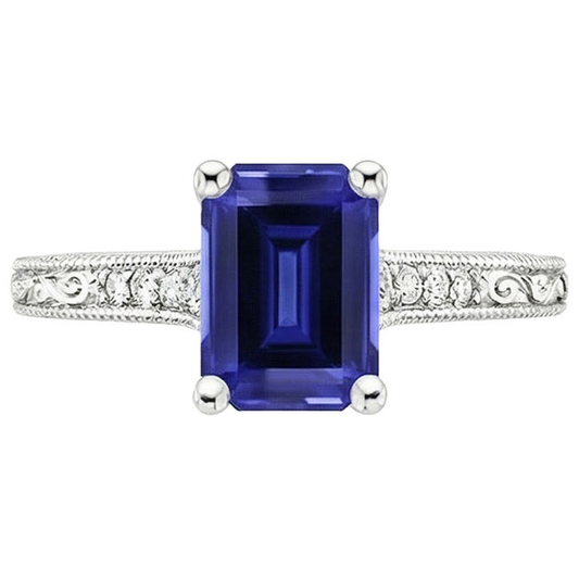 natural emerald sapphire 3.50ct ring profile view