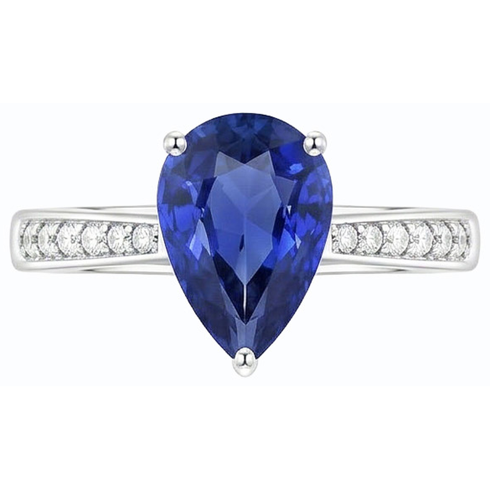 natural round sapphire 2.50ct ring profile view