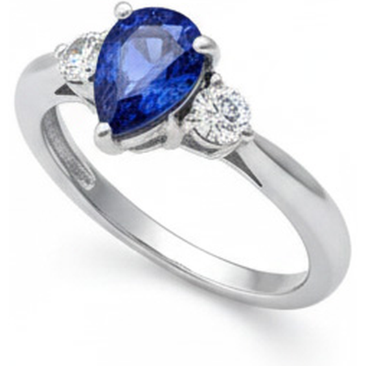 natural round sapphire 1.50ct ring front view