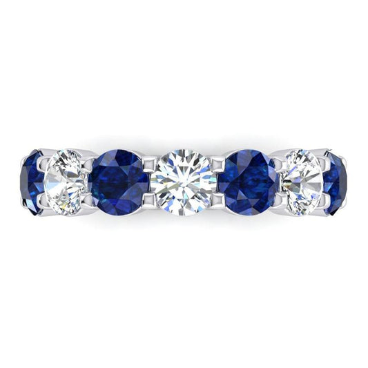 Blue Sapphire And Earth Mined Natural Diamond Gemstone Womens Band