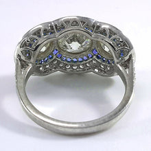 Blue Sapphire Old Cut Round Natural Earth Mined Diamond Ring 3 Stone Style 6 Carats