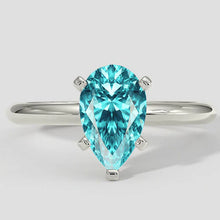 Bluish Paraiba Ring 1.50 Pear Cut