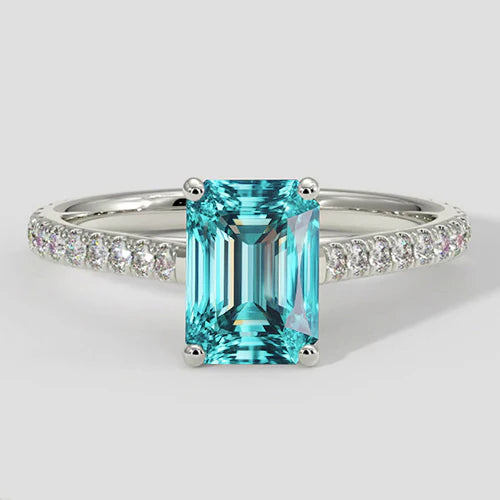 Bluish Paraiba Tourmaline with Diamond Band