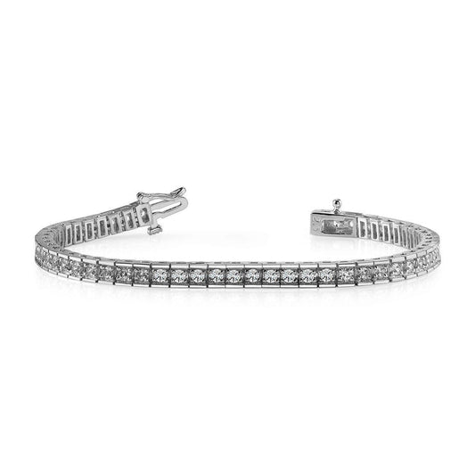 Box Link Tennis Bracelet 7.50 Ct Round Cut Real Diamonds White Gold 14K