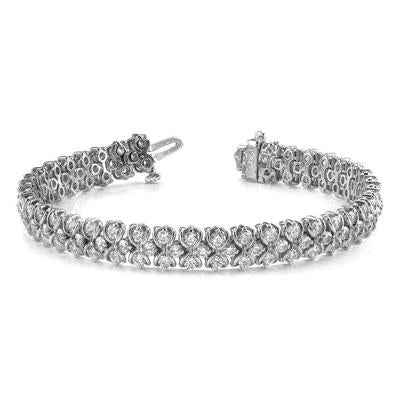 Bracelet White Gold 14K 12 Ct Round Cut Genuine Diamonds Figure Eight Link