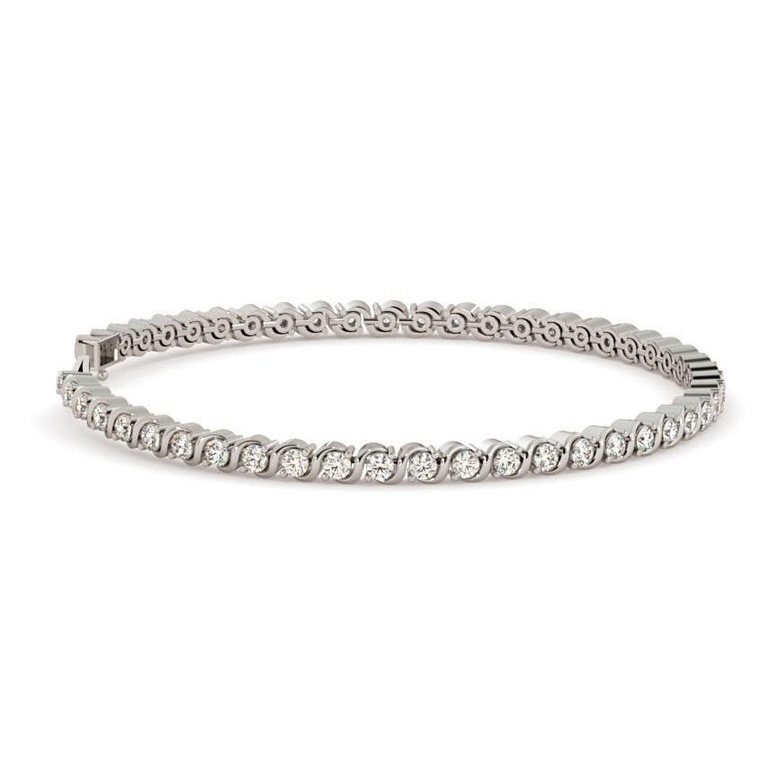 Brilliant Cut 5 Carats Genuine Diamonds Tennis Bracelet White Gold 14K