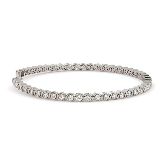 Brilliant Cut 5 Carats Genuine Diamonds Tennis Bracelet White Gold 14K