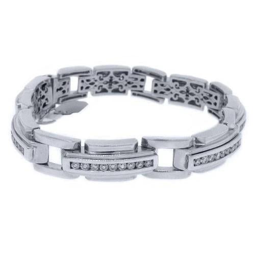 Brilliant Cut Natural Diamond Men Bracelet White Gold Jewelry 6 Carats