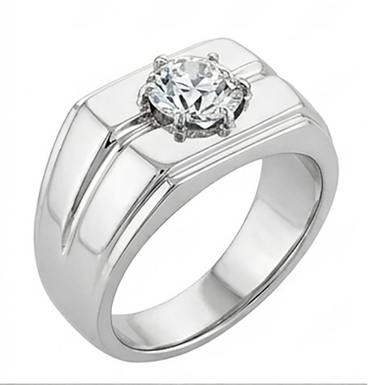 Brilliant Diamond Antique Cushion Men's Ring 2 ct in 10K White