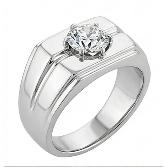 Brilliant Diamond Antique Cushion Men's Ring 2 ct in 10K White