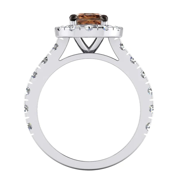 Brown Natural Diamond Engagement Ring Gold 14K Cathedral Setting