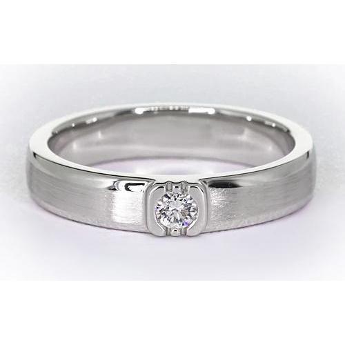 Brushed Finish Round Natural Diamond Men's Ring White Gold 14K 0.50 Carats