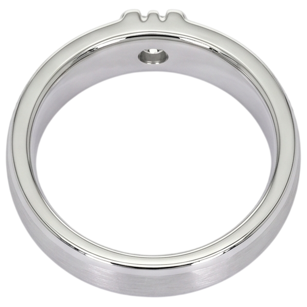 Brushed Finish Round Natural Earth Mined Diamond Men's Ring White Gold 14K 0.50 Carats