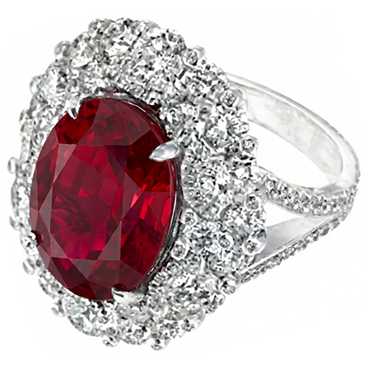 Burma Ruby Natural Earth Mined DIAMOND ( NOT LAB GROWN ) Cocktail Ring