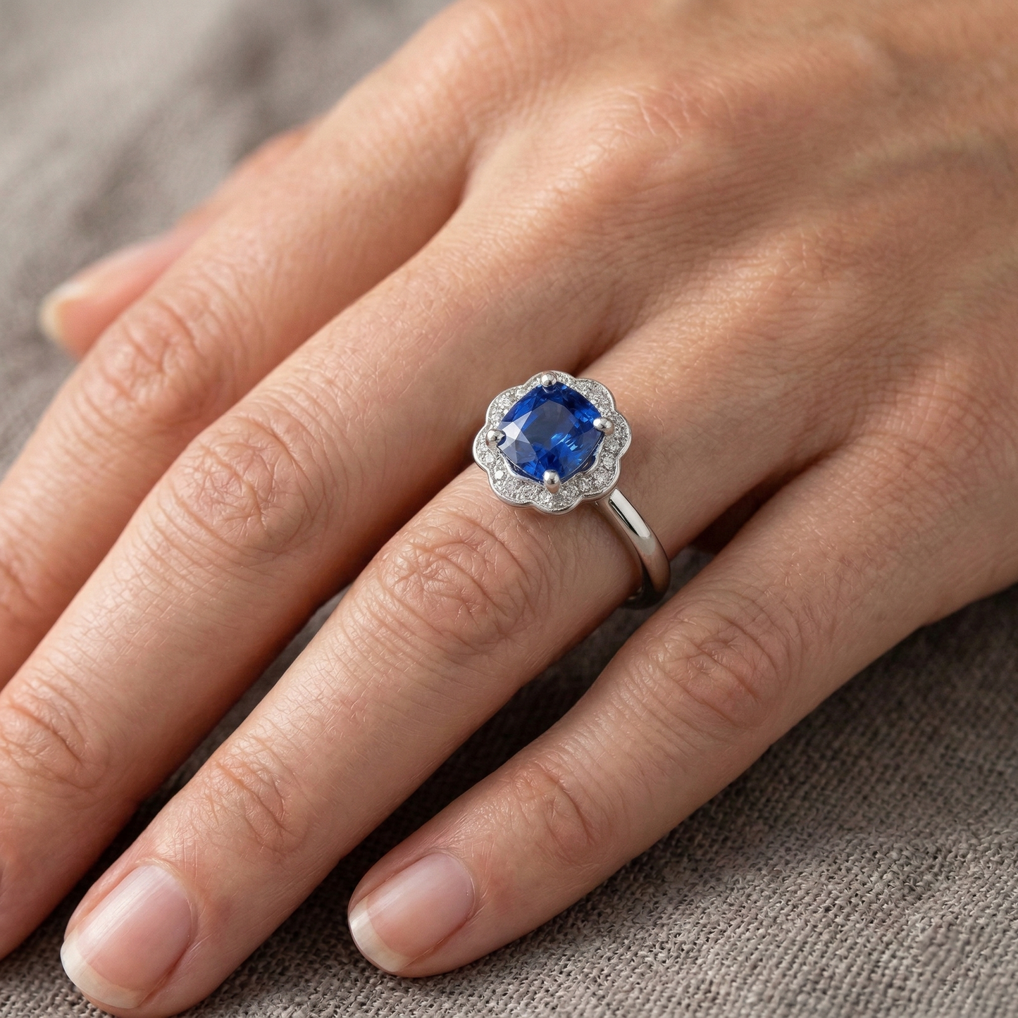 Burma Sapphire Engagement Ring