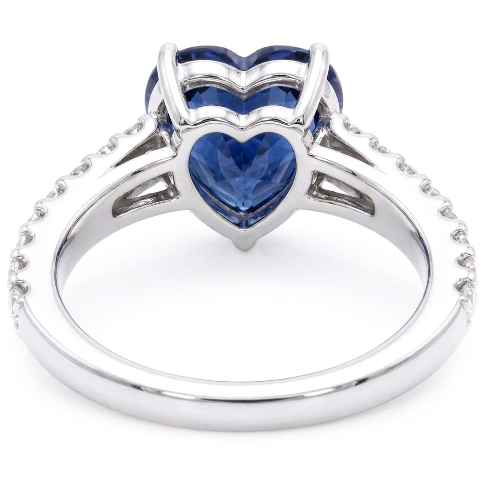 Cathedral Setting Blue Sapphire Natural Earth Mined Diamond Ring Round Accents