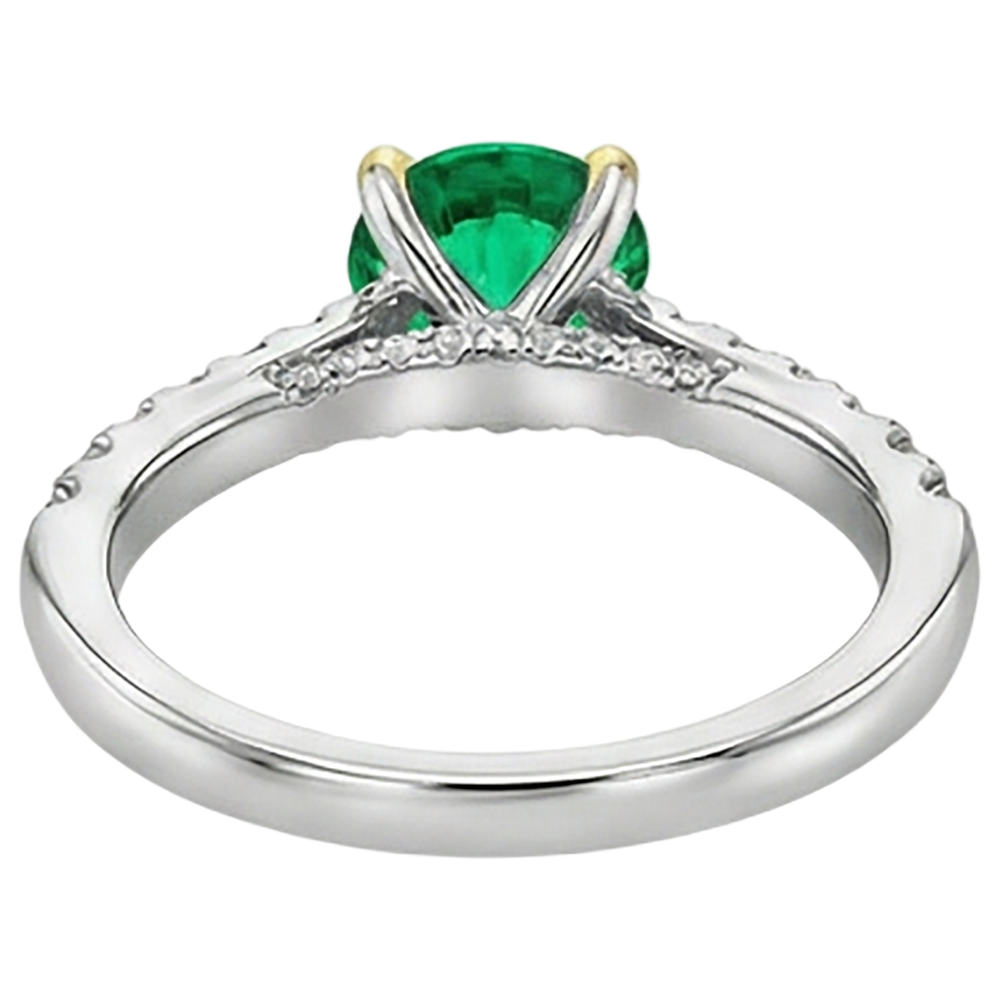 Colombian Emerald Gemstone Ring 2-ct 14 Karat Two Tone Gold – top view