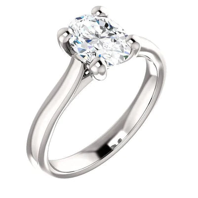Cathedral Setting Solitaire Oval Real Diamond Ring 3.50 Carats Jewelry New