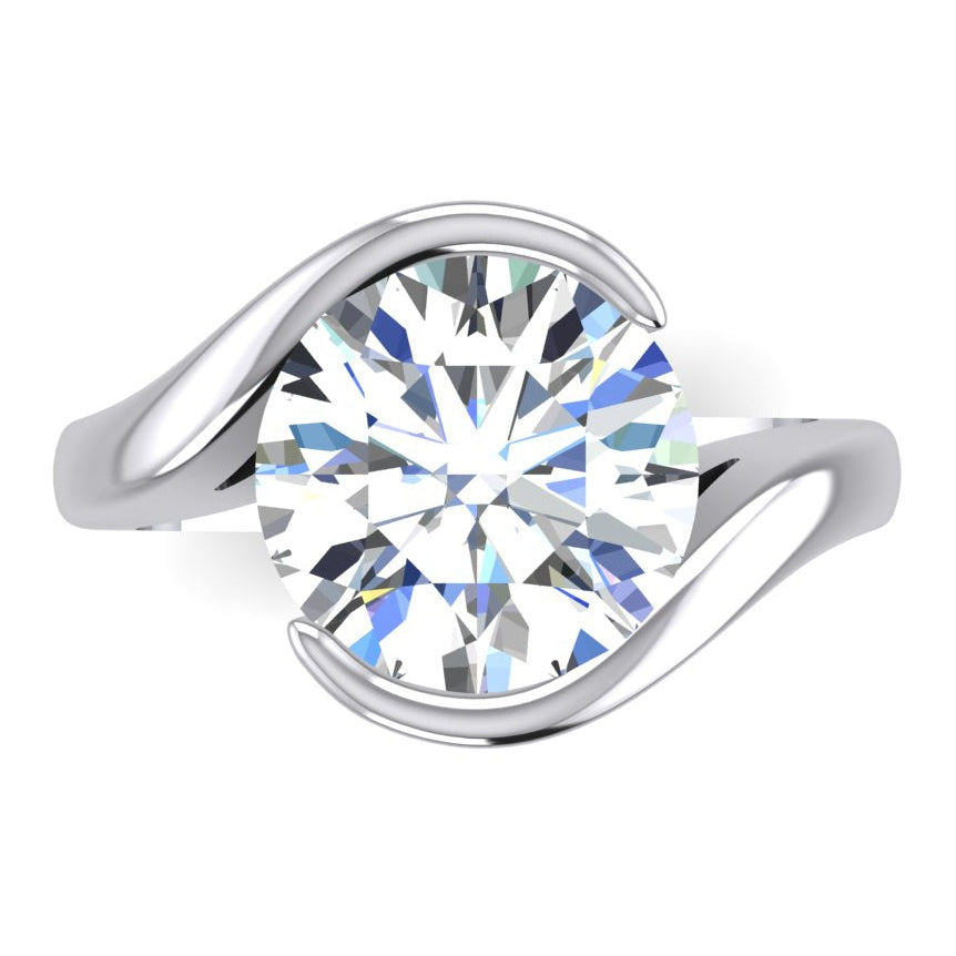 Causal Solitaire Genuine Diamond Ring With Side View 5 Ct. Round