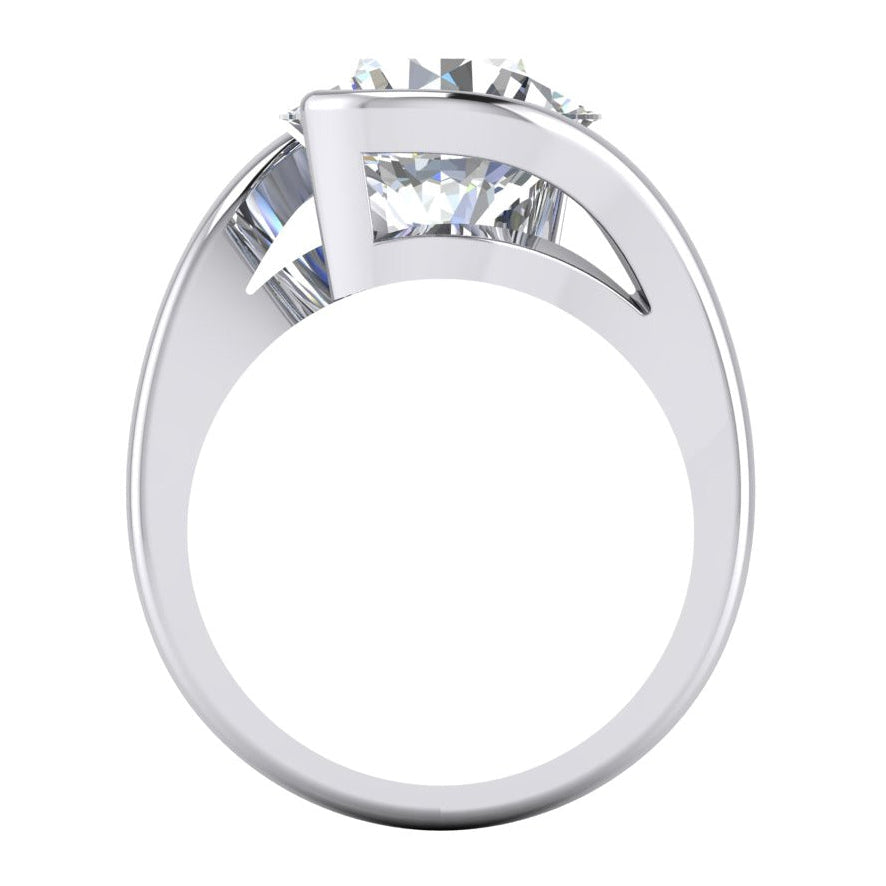 Causal Solitaire Genuine Diamond Ring With Side Round Cut F VS1