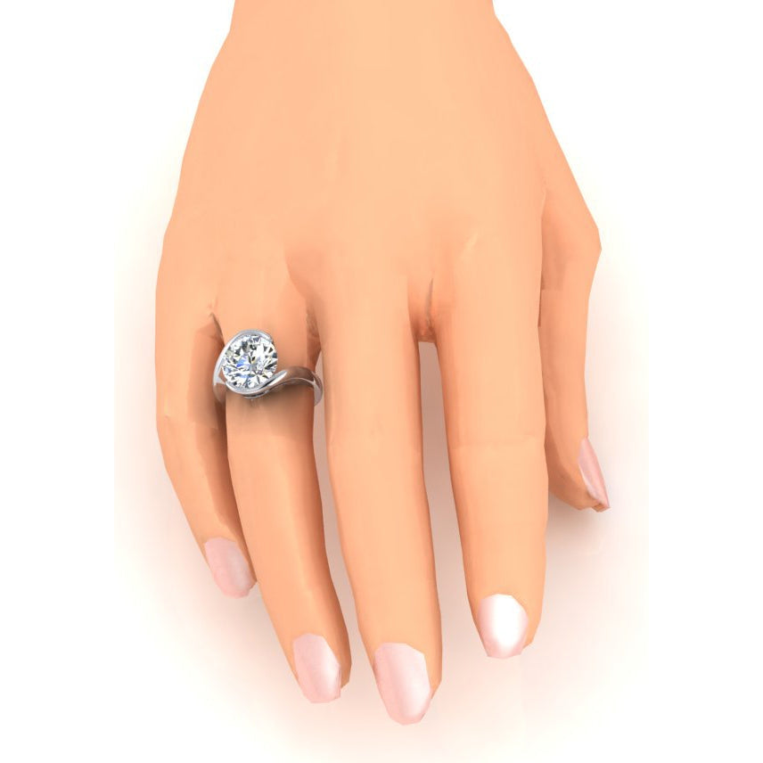 Solitaire Genuine Diamond Ring With Side View 5 Ct. Round Cut F VS1