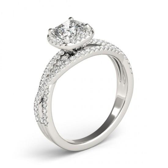 Center Cushion Real Diamond Halo Engagement Ring 1.74 Ct. White Gold 14K
