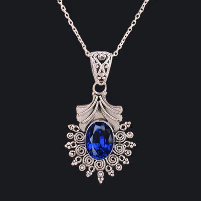 Ceylon Royal Blue Sapphire Vintage Style Pendant