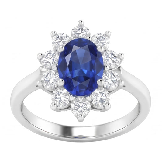 Ceylon Sapphire And Natural Earth Mined DIAMOND ( NOT LAB GROWN )s 3.50 Ct Ring White Gold 14K