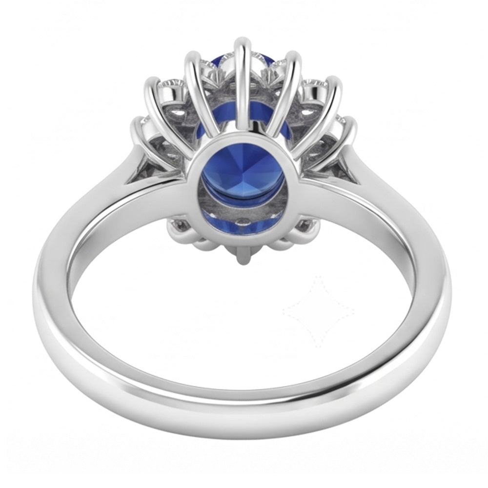 Ceylon Sapphire And Natural Earth Mined DIAMOND ( NOT LAB GROWN )s 3.50 Ct Ring White Gold 14K