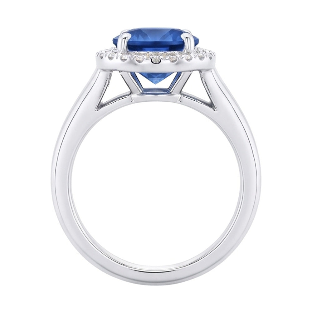 Ceylon Sapphire And Natural Earth Mined DIAMOND ( NOT LAB GROWN )s Engagement Ring 3.75Ct White Gold 14K