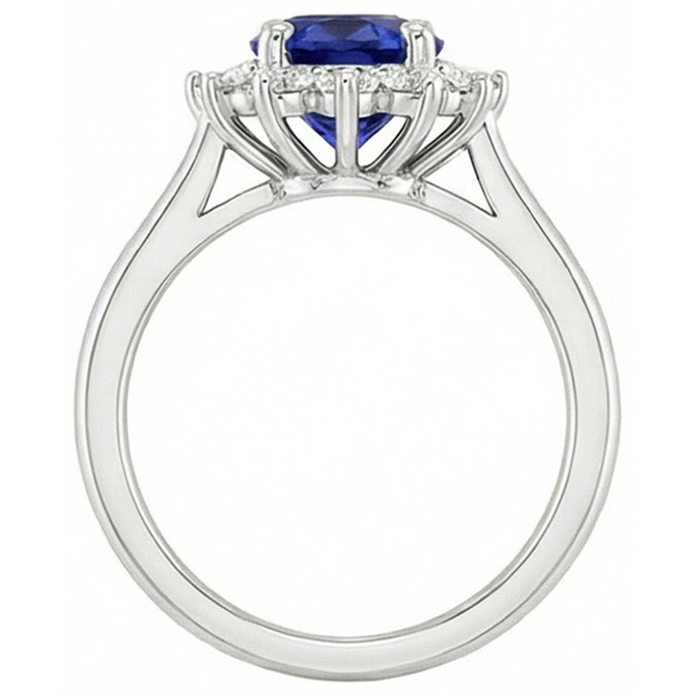Ceylon Sapphire And Natural Earth Mined DIAMOND ( NOT LAB GROWN )s 2.20 Carats Ring White Gold 14K