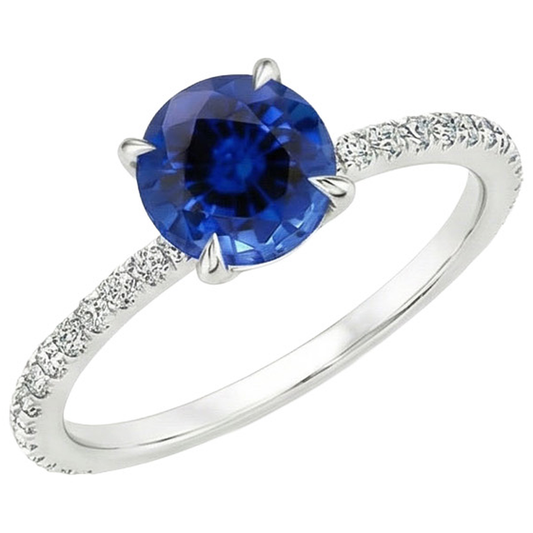 natural round sapphire 2.50ct ring side angle
