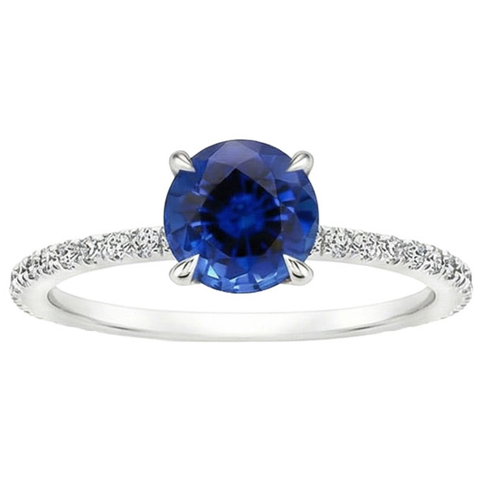 natural round sapphire 2.50ct ring close up detail