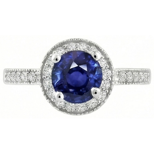 natural round sapphire 1.50ct ring side angle