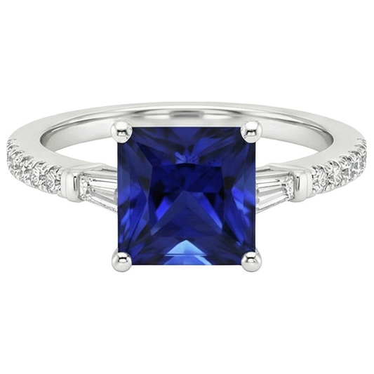natural round sapphire 5.50ct ring top view