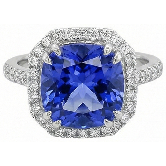 Ceylon Color Sapphire IGI CERTIFIED Diamonds 8 Carats Ring White Gold 14K