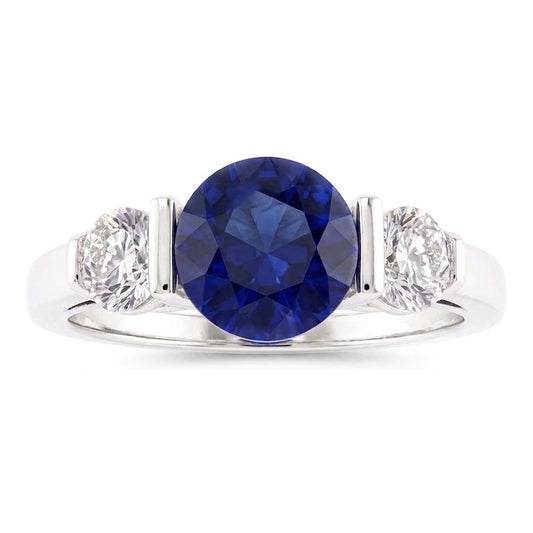 Ceylon Sapphire Ring With Natural Earth Mined Diamonds