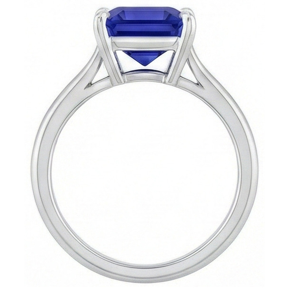 natural asscher sapphire 2ct ring profile view