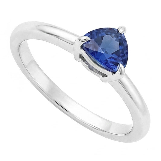 Ceylon Sapphire Solitaire Trillion Shaped Ring 1 Carat Jewellery Gold