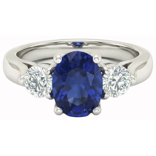 Ceylon Sapphire With Natural Earth Mined DIAMOND ( NOT LAB GROWN )s 3 Carats Ring White Gold